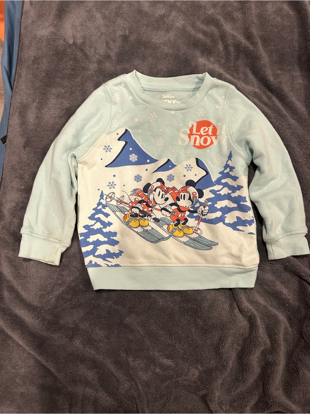 Disney Baby Light Blue 'Let It Snow' Ski Graphic sweatshirt 3t